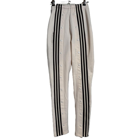 XS CUSTOM Ivy Park Cream Burgundy Striped Snap Buttons Track Pants Skinny Adidas - Picture 5 of 6